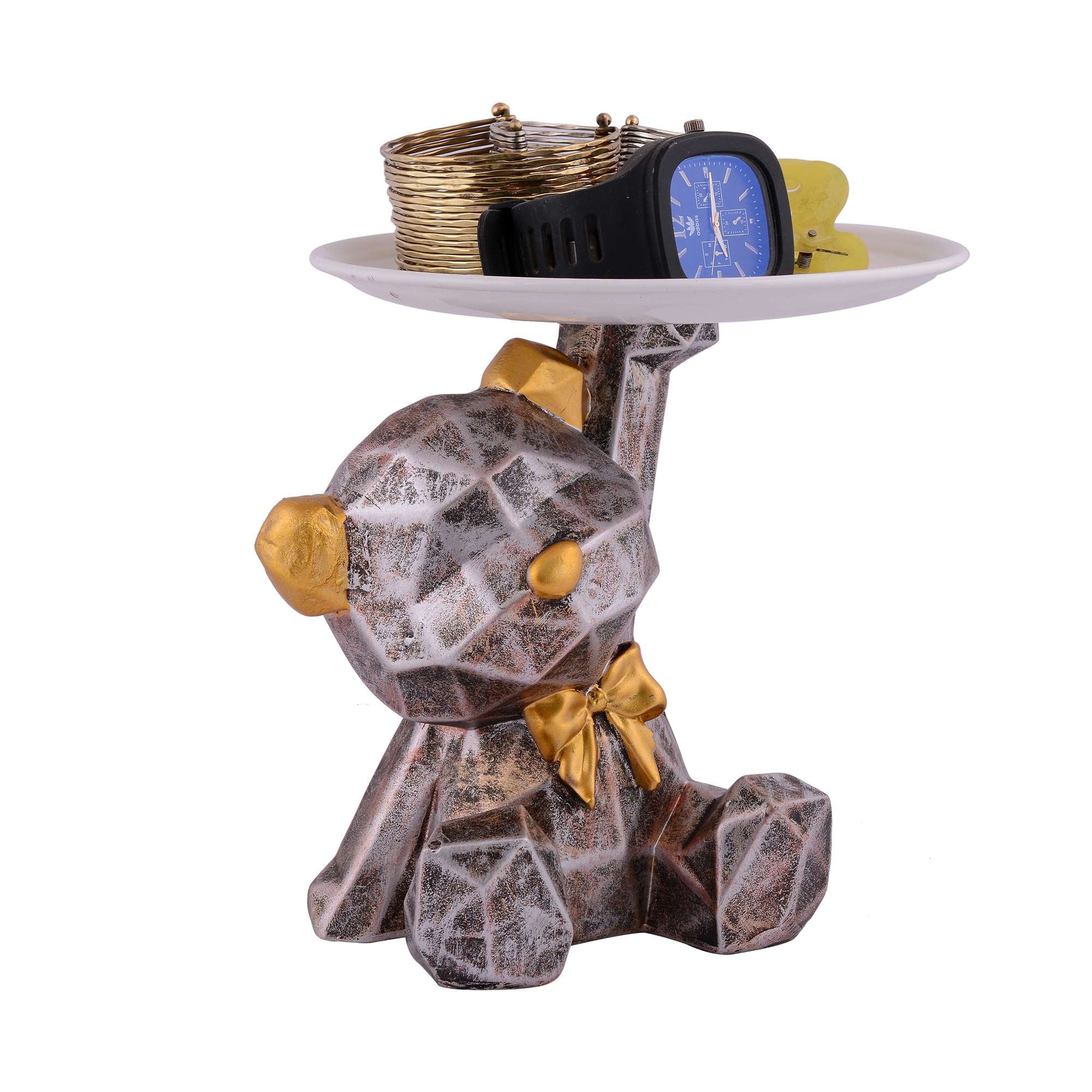Cool Taddy Bear Showpiece for Home Decorative Showpiece | Taddy Bear with Paltter Statue for Home Decor Showpiece | Home Kitchen Decor | Office Decorative Item -11