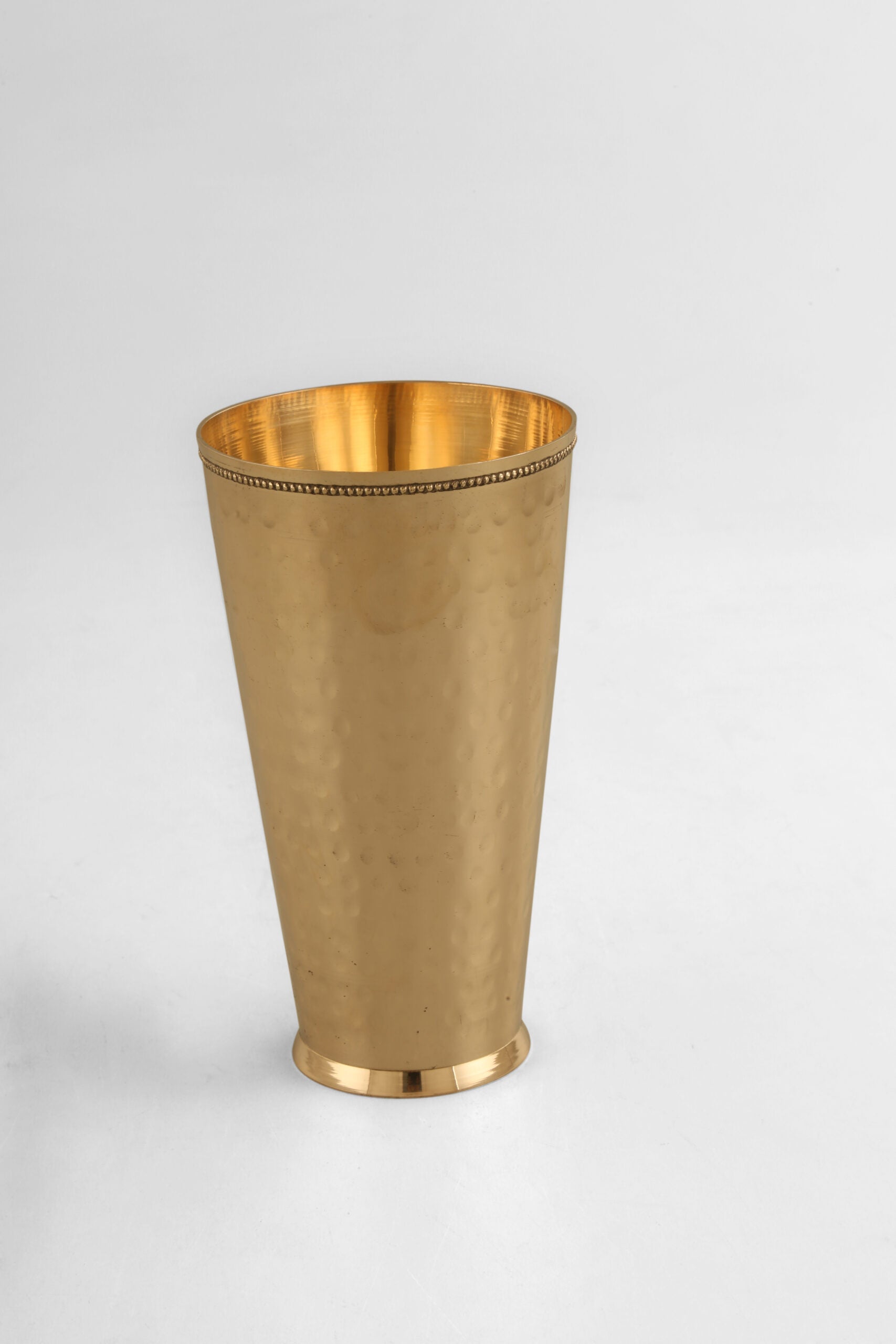 Pari Hammered Brass Lassi Glass -7Inch