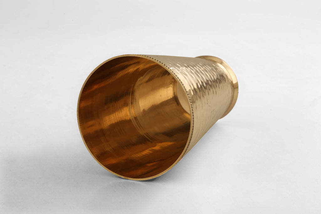 Pari Hammered Brass Lassi Glass -7Inch