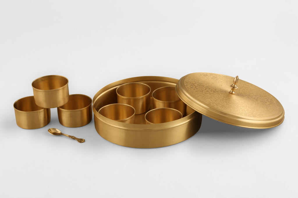 Masala Box Round Atching | Spices Storage Box