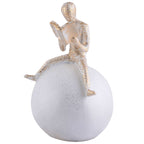 Men Sitting on Ball Showpiece for Home Decor Showpiece, Atlas Sculpture for Office Table Décor multicolour