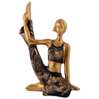 Suitable for home decor Yoga Posture Lady Statue Idol for Home Yoga Statue admirable piece of gift (golden)