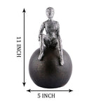 Men Sitting on Ball Showpiece for Home Decor Showpiece, Atlas Sculpture for Office Table Décor multicolour