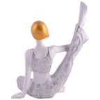 Suitable for home decor Yoga Posture Lady Statue Idol for Home Yoga Statue admirable piece of gift (silver)