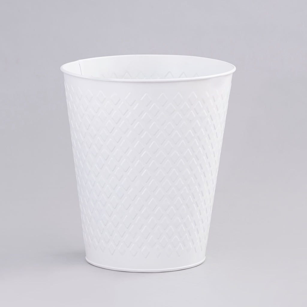 White Embossed Waste Bin