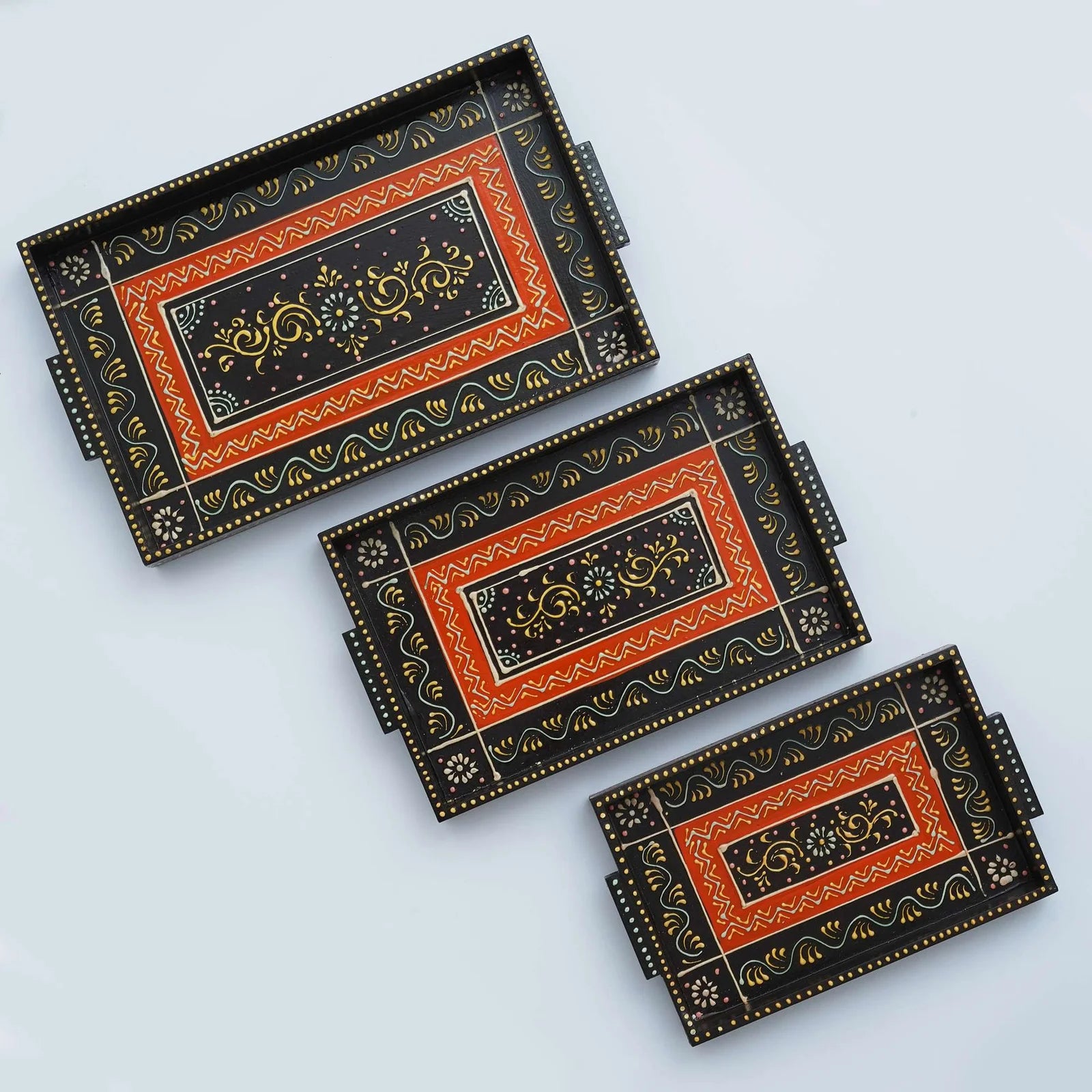 Set of 3 Handcrafted Wooden Trays: Versatile and Elegant Serving Solutions