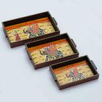 Set of 3 Handcrafted Wooden Trays: Versatile and Elegant Serving Solutions