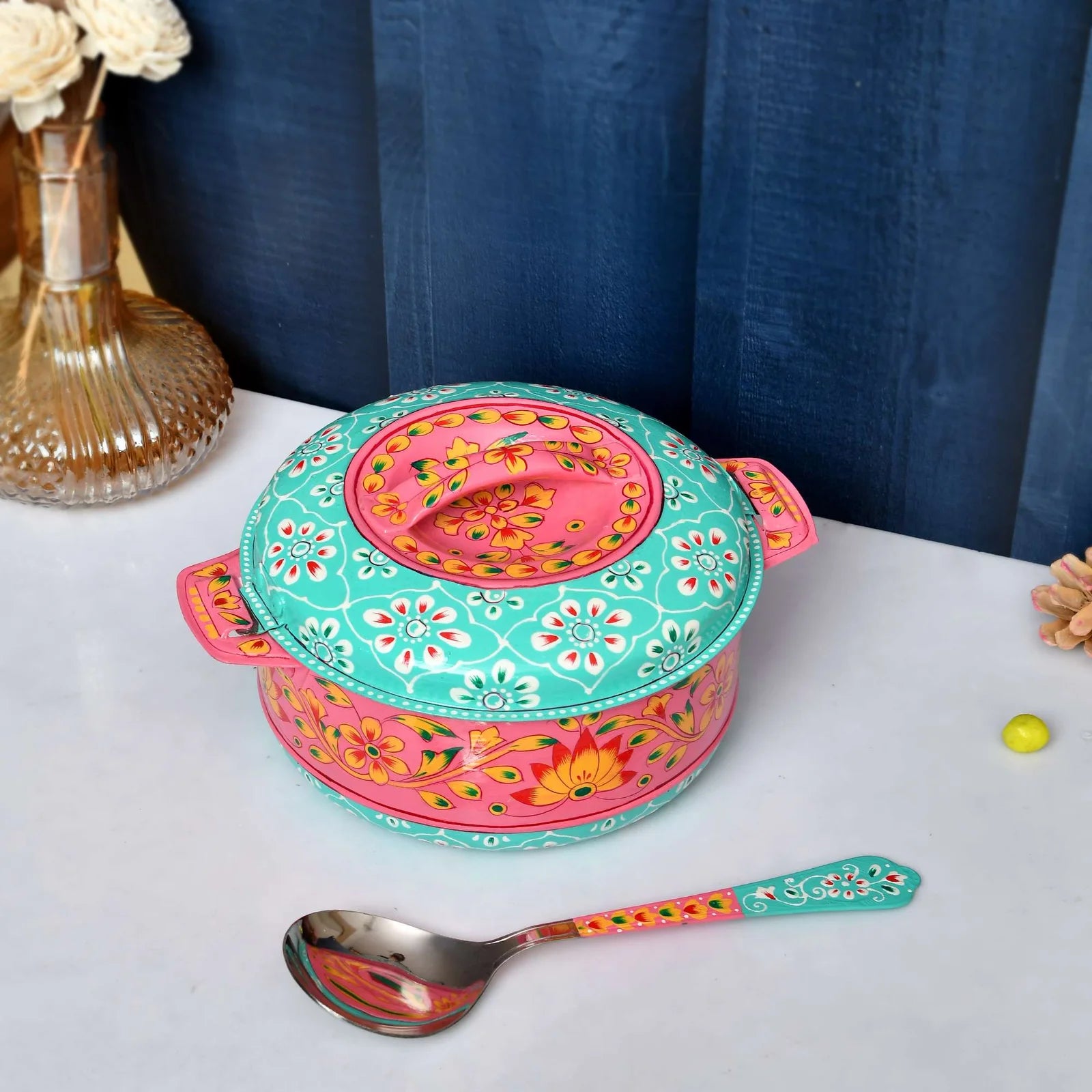 Premium Aluminium Hot Case 11×27 – Keep Food Fresh and Warm (Sea Green & Pink)