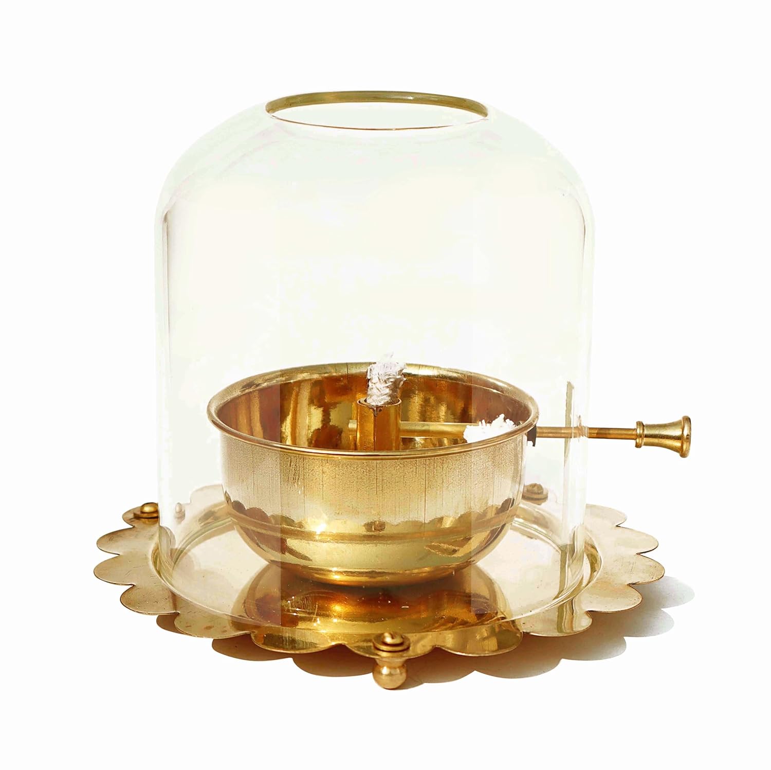 Brass Akhand Jyot Diya with Adjustable Bati Knob (Small - 90 ML)