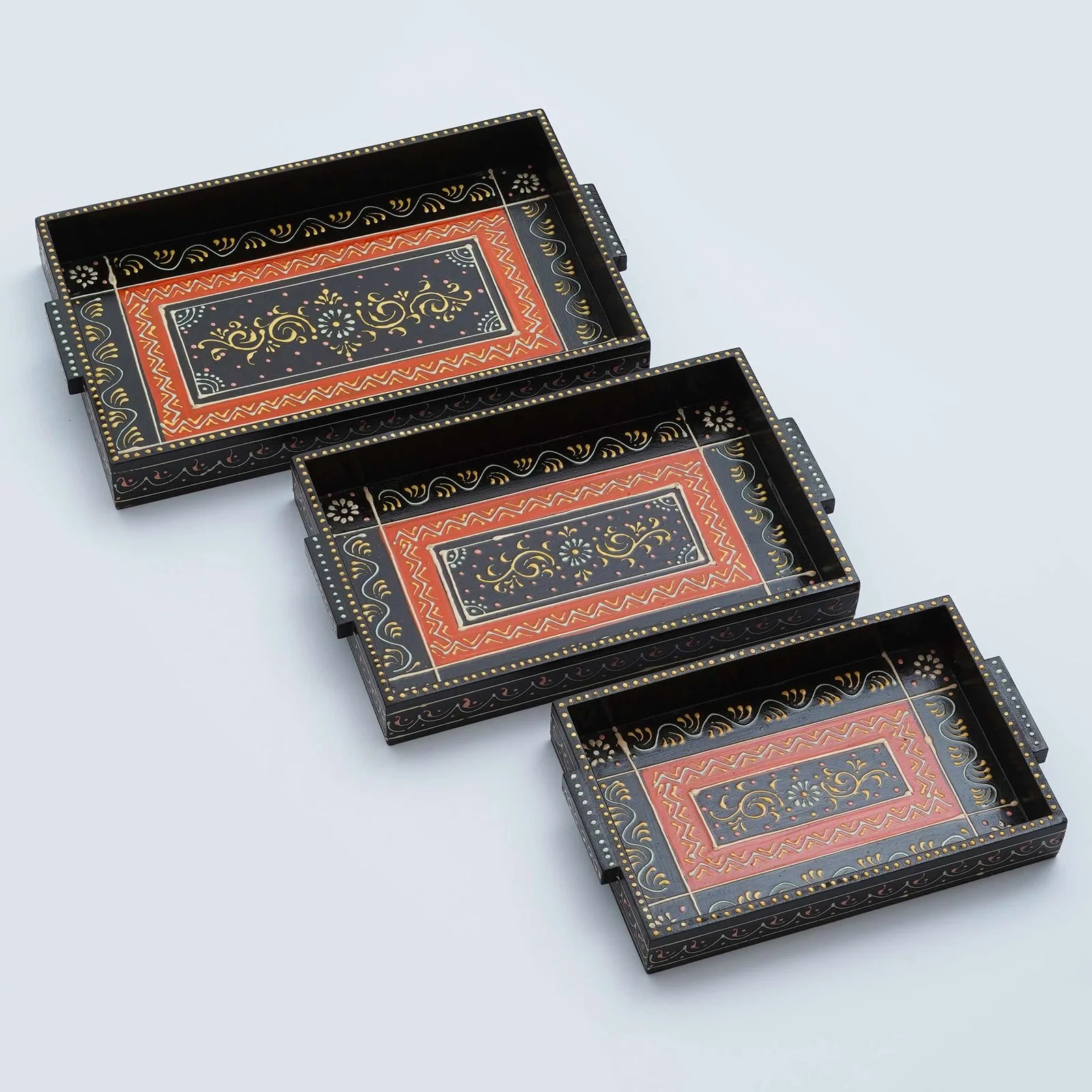 Set of 3 Handcrafted Wooden Trays: Versatile and Elegant Serving Solutions