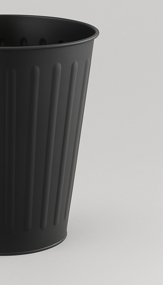 Premium Black Metal Waste Bin