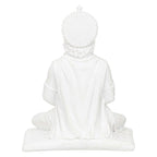 White Marble Lord Hanuman Ji Sitting Statue with gada & Reading Book Decorative Showpiece