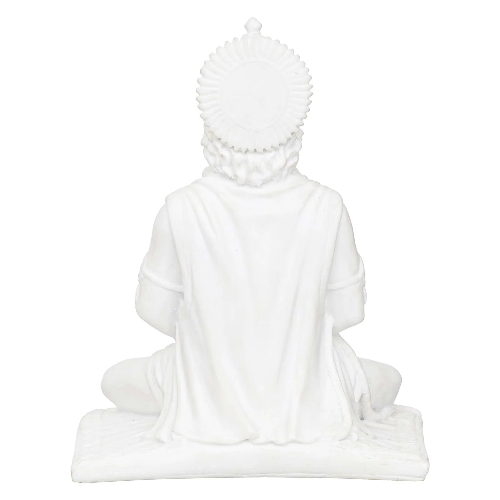 White Marble Lord Hanuman Ji Sitting Statue with gada & Reading Book Decorative Showpiece