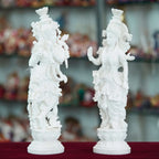 Marble Handmade Radha Krishna Ji Idol For Home Décor Handcrafted Showpiece For Table Décor(14 INCHES HEIGHT)