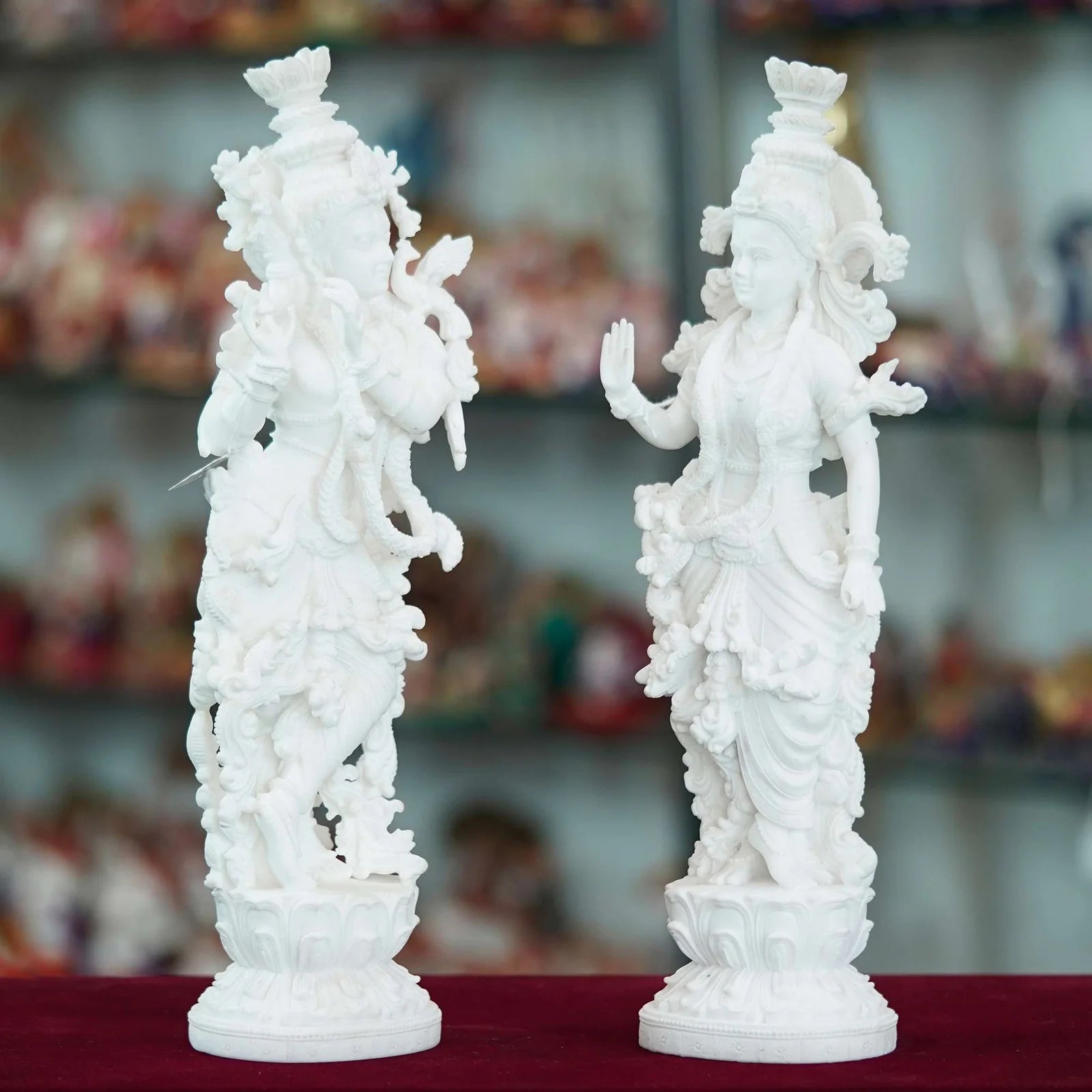 Marble Handmade Radha Krishna Ji Idol For Home Décor Handcrafted Showpiece For Table Décor(14 INCHES HEIGHT)