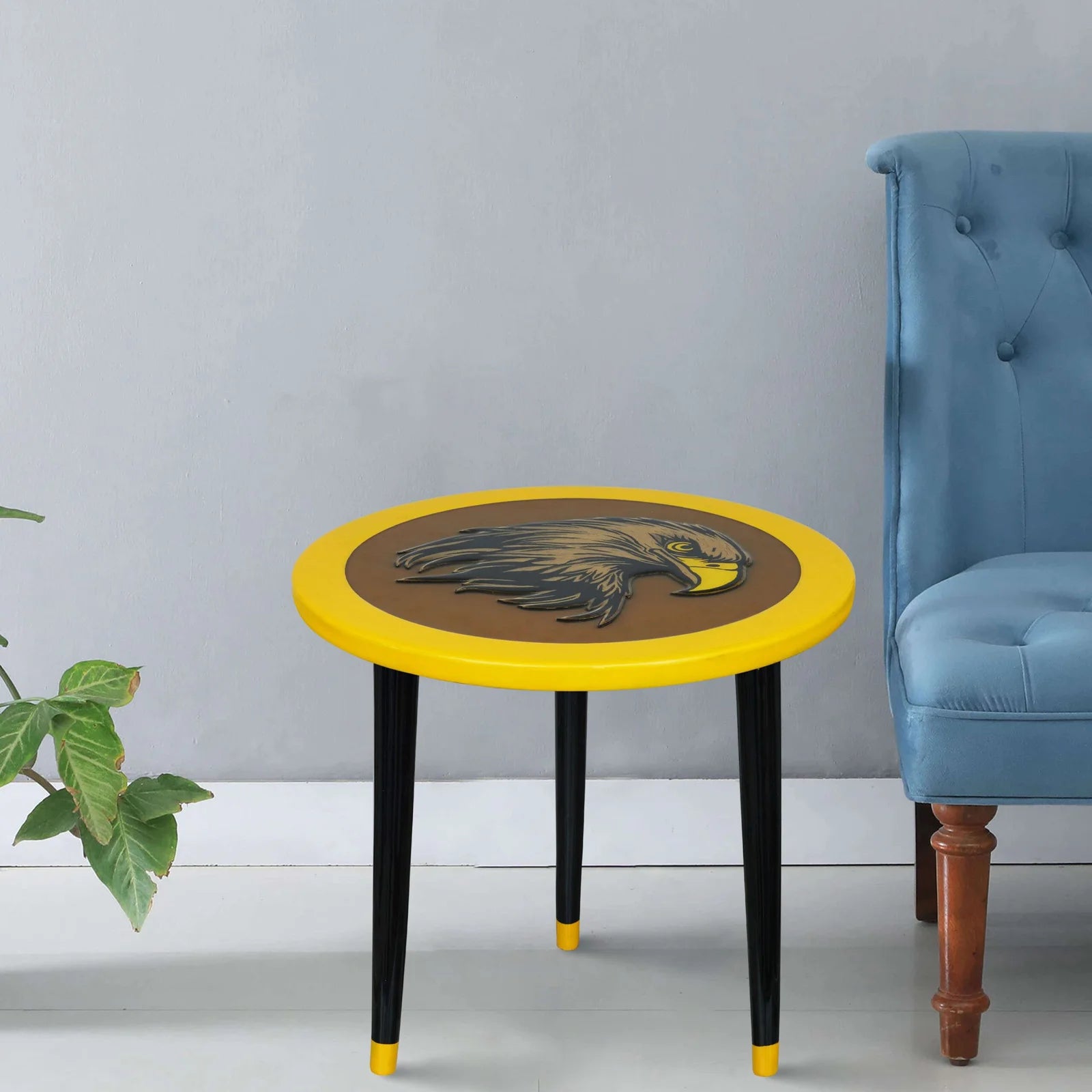 Wooden Round Side Table | Epoxy End Table | Coffee Table | Mid Century Modern Resine | Living Room Furnitur