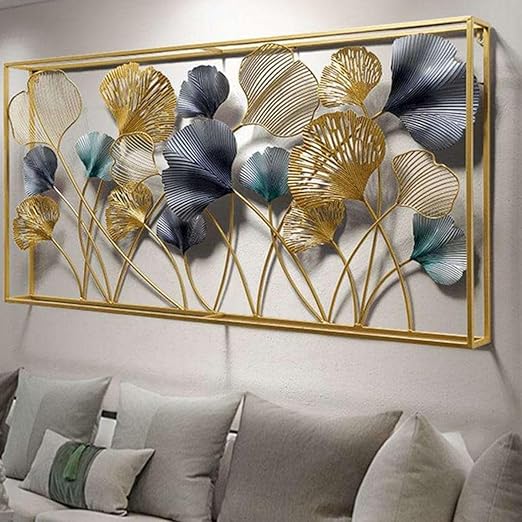 Metal Wall Art with Flower Leaf Design