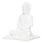 White Marble Lord Hanuman Ji Sitting Statue with gada & Reading Book Decorative Showpiece