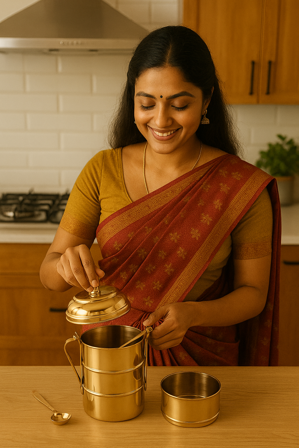 Royal Vintage Style 3 Tier Brass Tiffin | Lunch Box