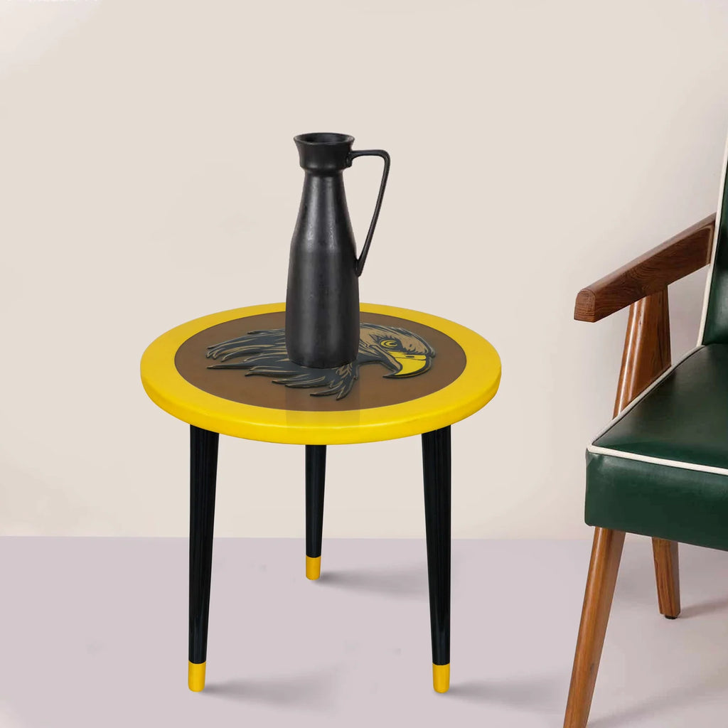 Wooden Round Side Table | Epoxy End Table | Coffee Table | Mid Century Modern Resine | Living Room Furnitur
