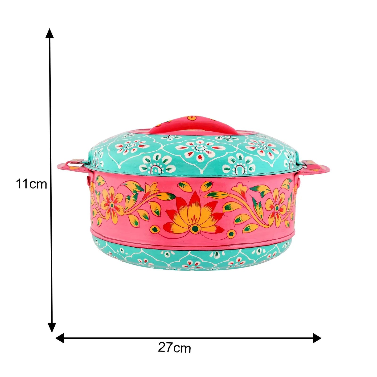 Premium Aluminium Hot Case 11×27 – Keep Food Fresh and Warm (Sea Green & Pink)
