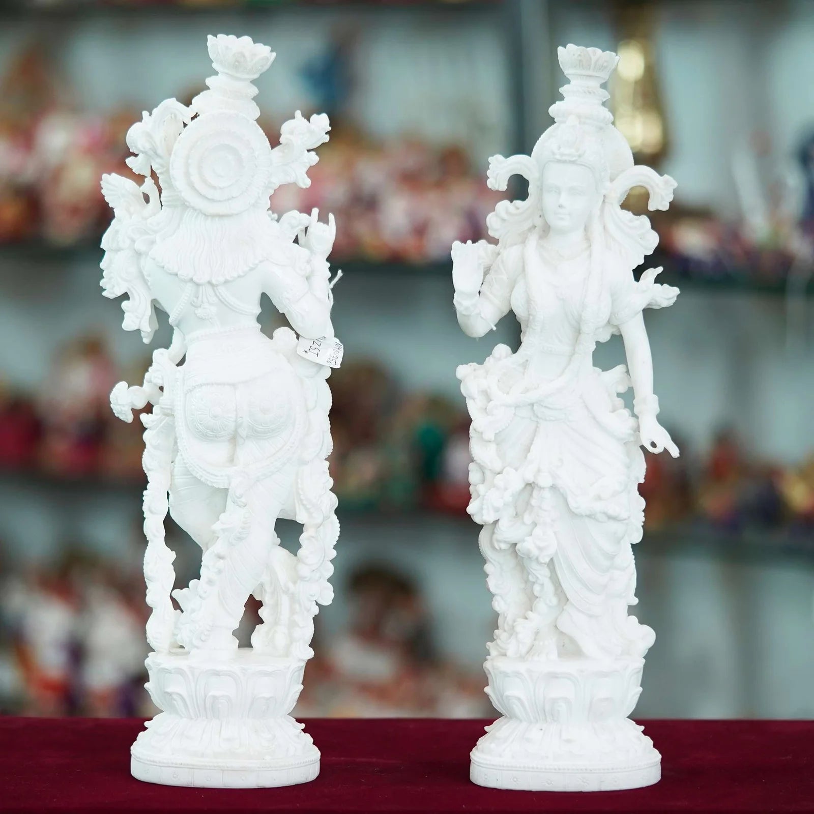 Marble Handmade Radha Krishna Ji Idol For Home Décor Handcrafted Showpiece For Table Décor(14 INCHES HEIGHT)