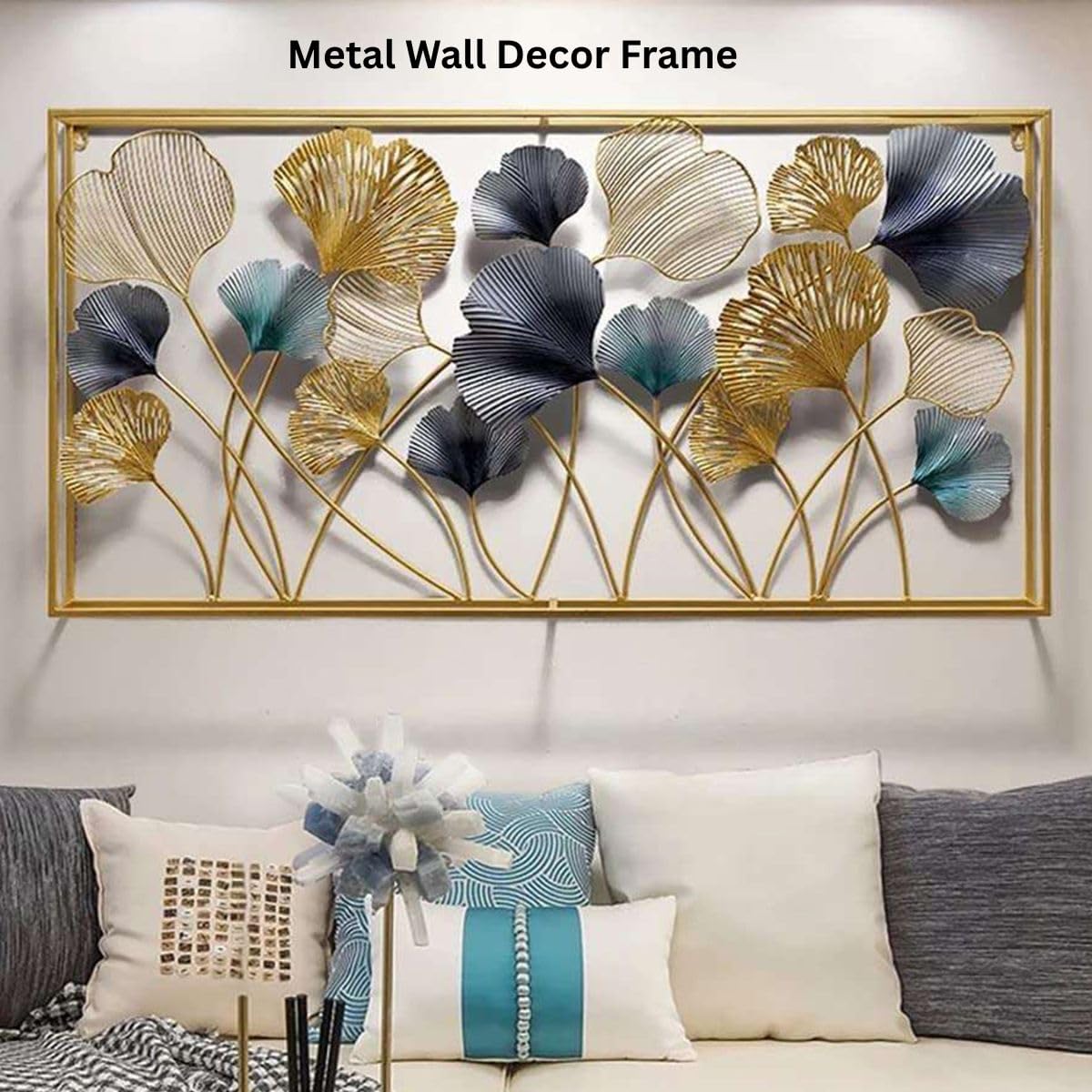 Metal Wall Art with Flower Leaf Design