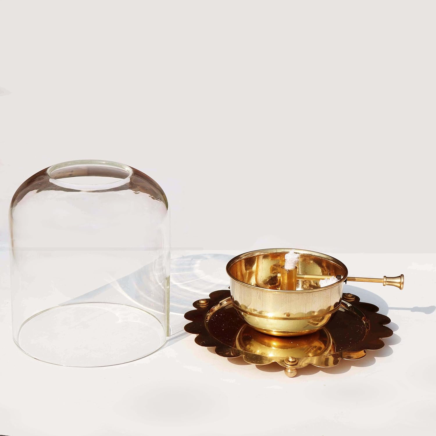 Brass Akhand Jyot Diya with Adjustable Bati Knob (Small - 90 ML)