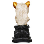 Handmade Lioness Head Statue Stone Finish Animal Figurines Gifts Antique Design for Home Decoration(White)