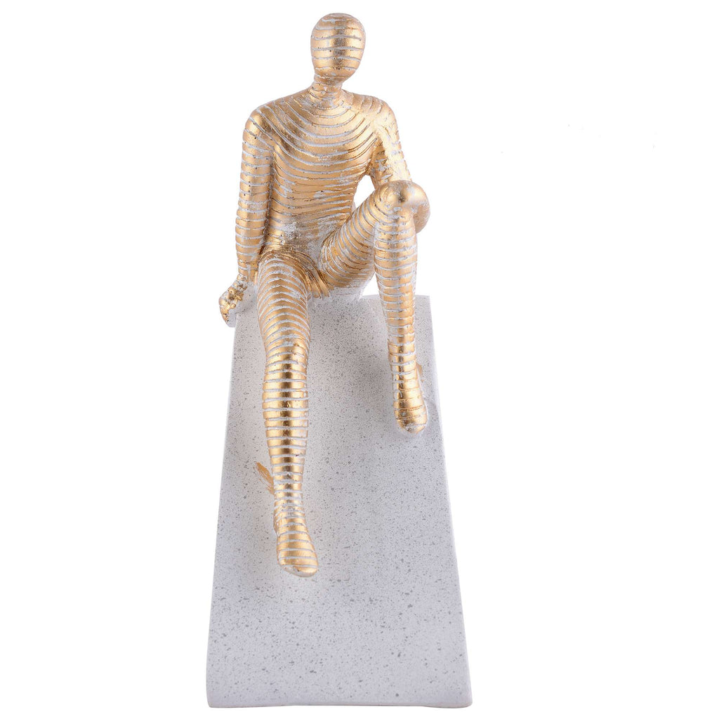 Men Sitting on Ball Showpiece for Home Decor Showpiece, Atlas Sculpture for Office Table Décor multicolour