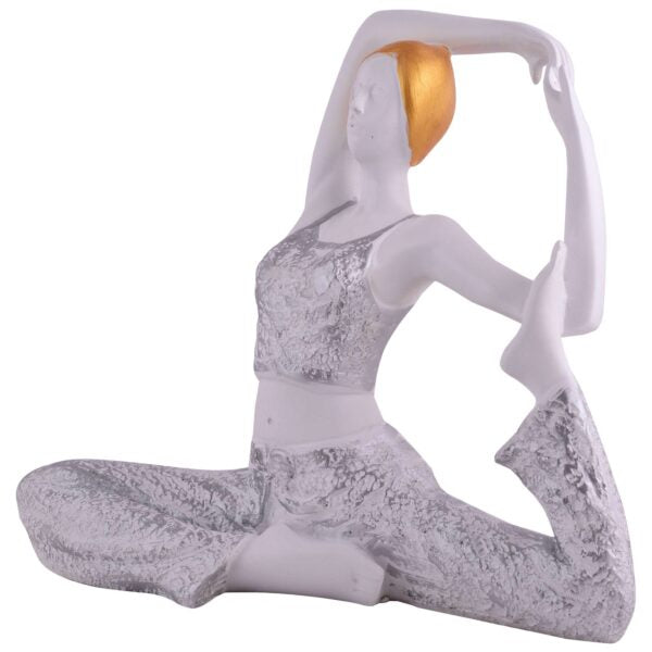 Suitable for home decor Yoga Posture Lady Statue Idol for Home Yoga Statue admirable piece of gift (silver)