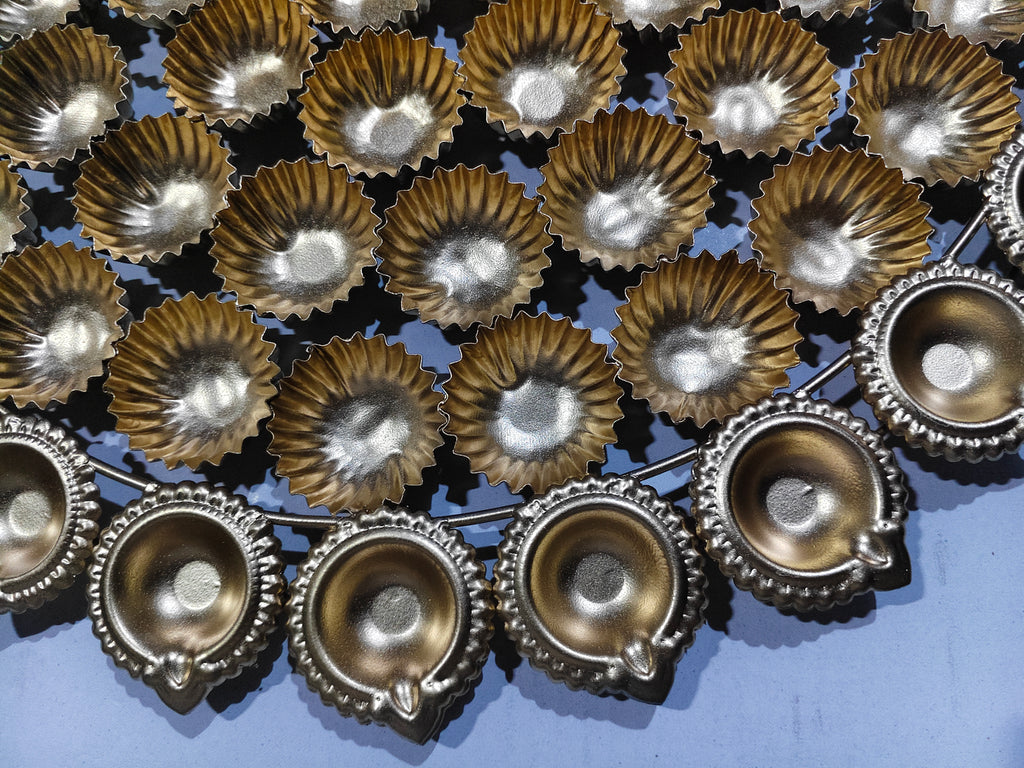 56 Bhog Round Salai Bowl Thali with Diya Border (Chhappan Bhog Thali)