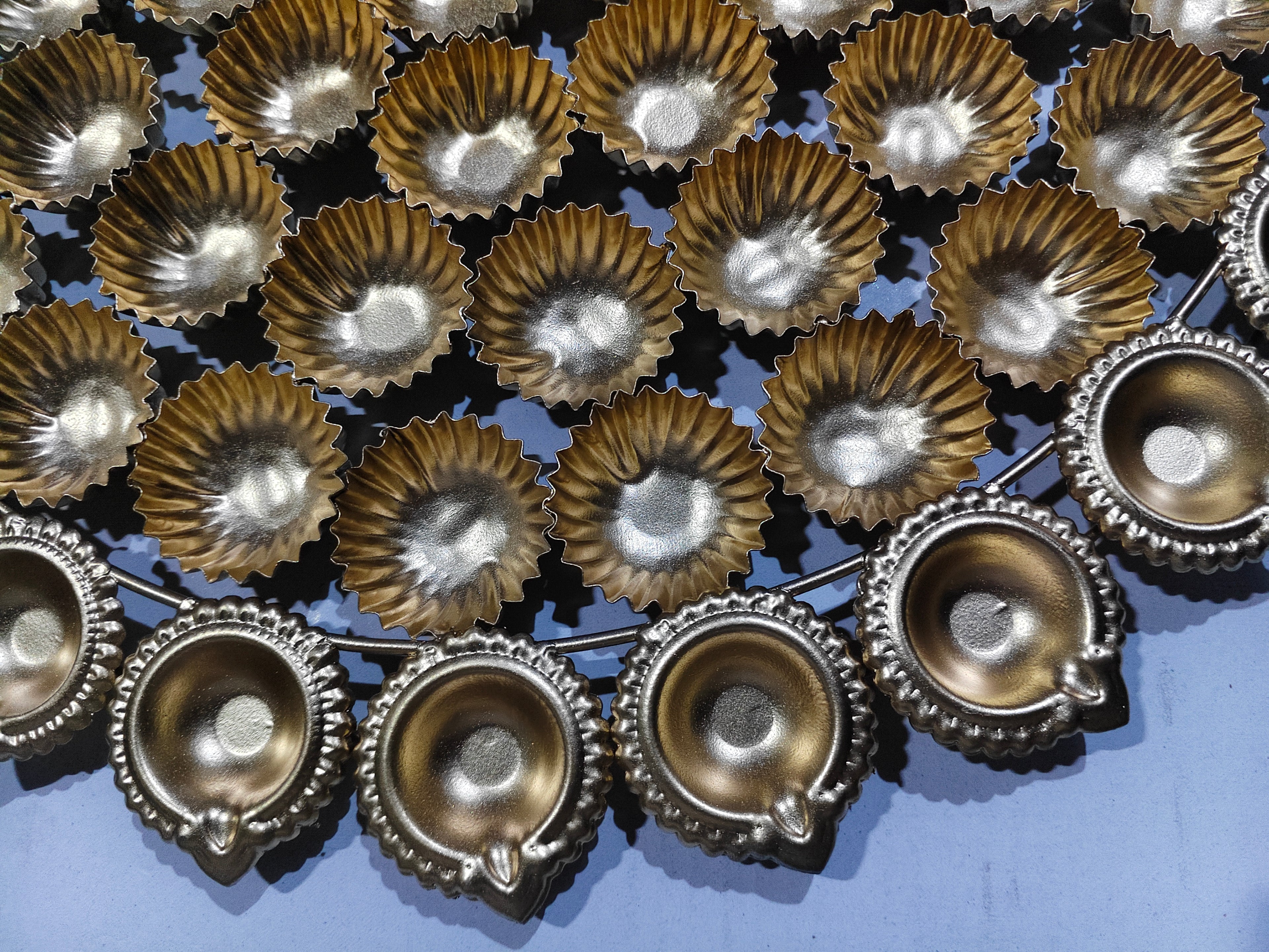 56 Bhog Round Salai Bowl Thali with Diya Border (Chhappan Bhog Thali)