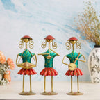 Set of 3 Antique Metal Decorative Tribal Musician Dolls Playing Musical Instrument Handicraft Item for Diwali Gifts | Home & office Decoration