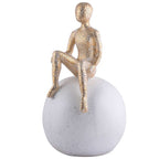 Men Sitting on Ball Showpiece for Home Decor Showpiece, Atlas Sculpture for Office Table Décor multicolour