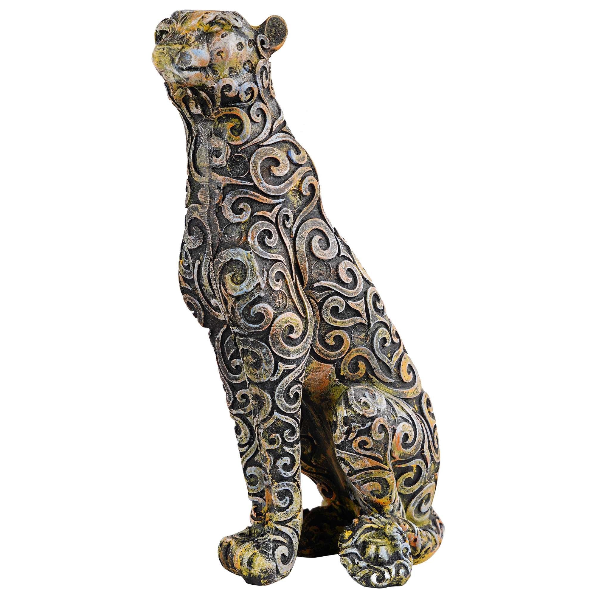 Panther Sitting Position Animal Showpiece Antique Sculpture for Home Decor Showpiece Figurine -2