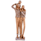 MOTHER and Father with Child faimily Love golden Statue showpiece for Home Decor and Gifting
