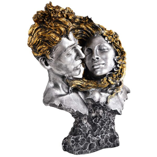 Love Couple Face Statue silver and golden Showpiece for Home Decor Valentine Day Gift | Resin Decorative Showpiece showpiece