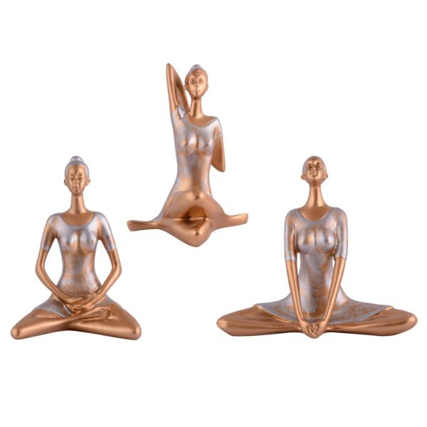 Suitable for home decor Yoga Posture Lady Statue Idol for Home Yoga Statue admirable piece of gift (golden)