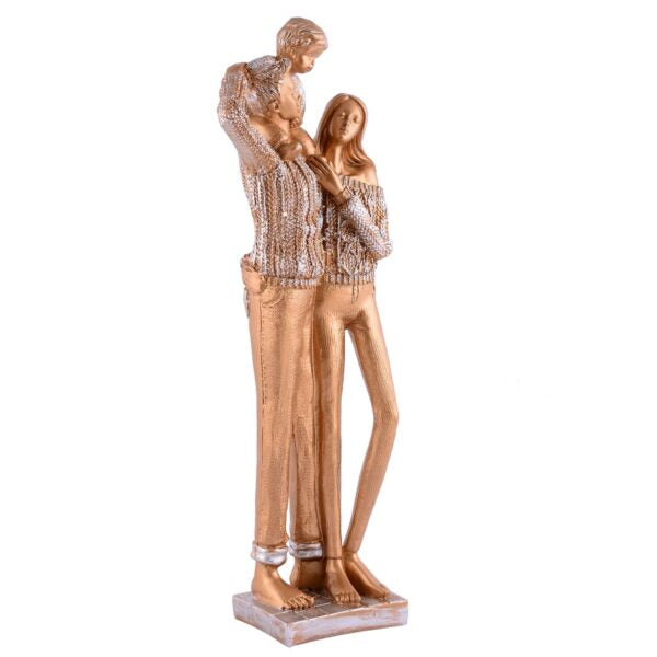 MOTHER and Father with Child faimily Love golden Statue showpiece for Home Decor and Gifting