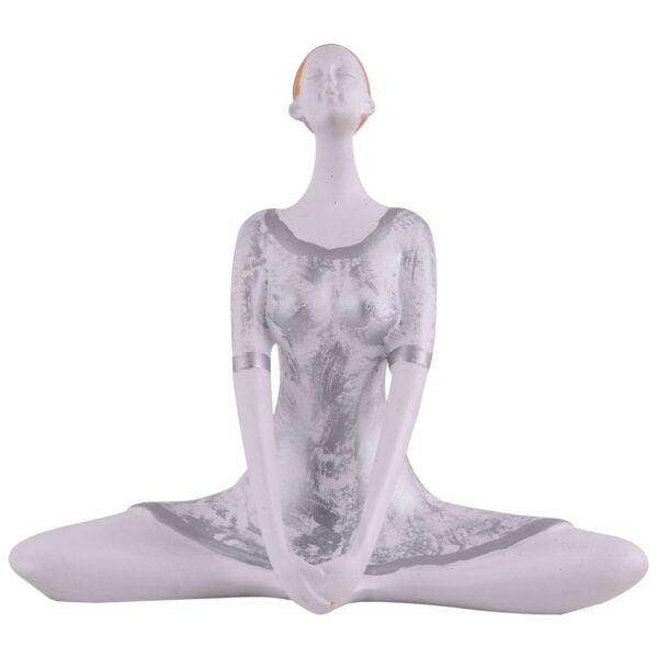 Suitable for home decor Yoga Posture Lady Statue Idol for Home Yoga Statue admirable piece of gift (silver)