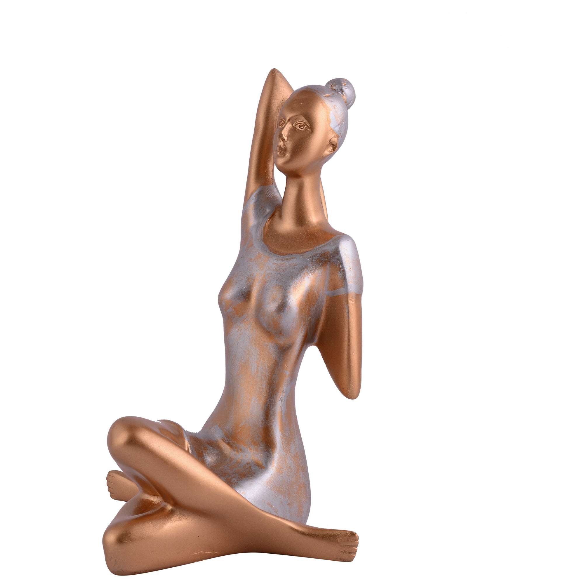 Suitable for home decor Yoga Posture Lady Statue Idol for Home Yoga Statue admirable piece of gift (Golden)