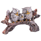 Owl Family Sitting on Tree Decorative Bird Showpieces Statue for Home Decor Living Room Bedroom Wall Shelf Table Top Garden Decoration Items -1