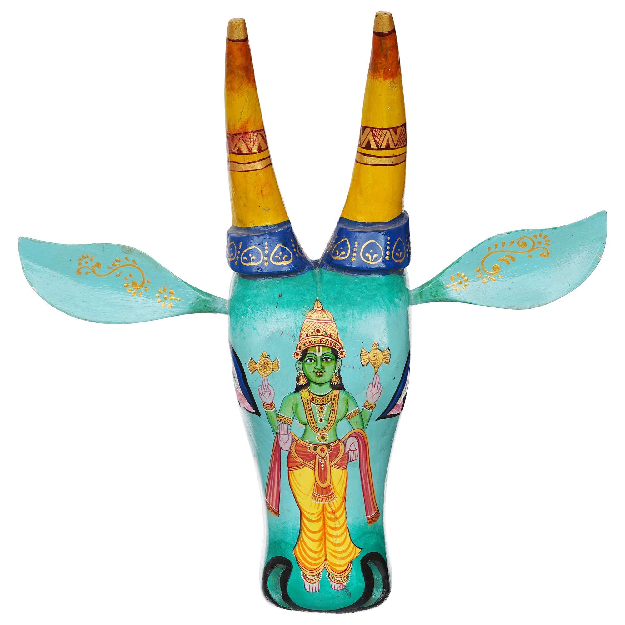 Handpainted Cow Head VISHNU JI | Bull Head | Wall Decor | Vintage Decor | Nandi | Home Dcor