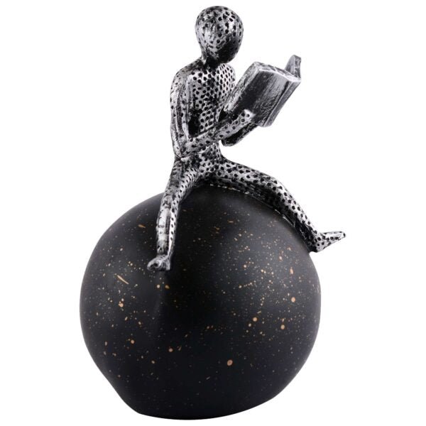 Men Sitting on Ball Showpiece for Home Decor Showpiece, Atlas Sculpture for Office Table Décor multicolour