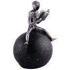 Men Sitting on Ball Showpiece for Home Decor Showpiece, Atlas Sculpture for Office Table Décor multicolour