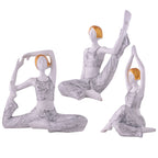 Suitable for home decor Yoga Posture Lady Statue Idol for Home Yoga Statue three pair admirable piece of gift (silver)