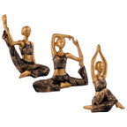 Suitable for home decor Yoga Posture Lady Statue Idol for Home Yoga Statue three pair admirable piece of gift (golden)