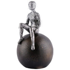 Men Sitting on Ball Showpiece for Home Decor Showpiece, Atlas Sculpture for Office Table Décor multicolour