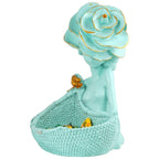 LADY with Basket Showpiece for Home Decor light green Showpiece | Girl Basket Showpiece & Office Decor Showpiece